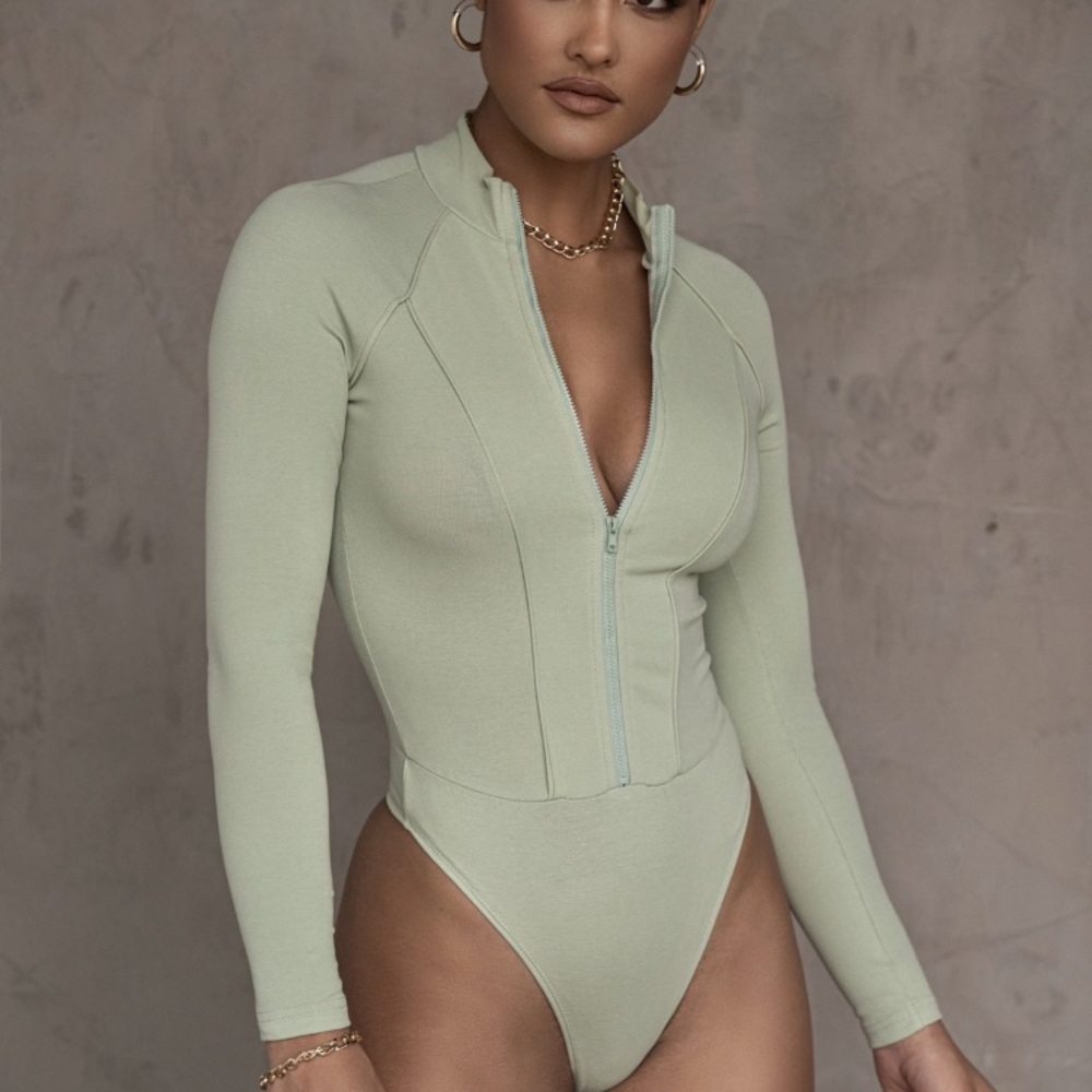 Sage Fitted Bodysuit NWOT